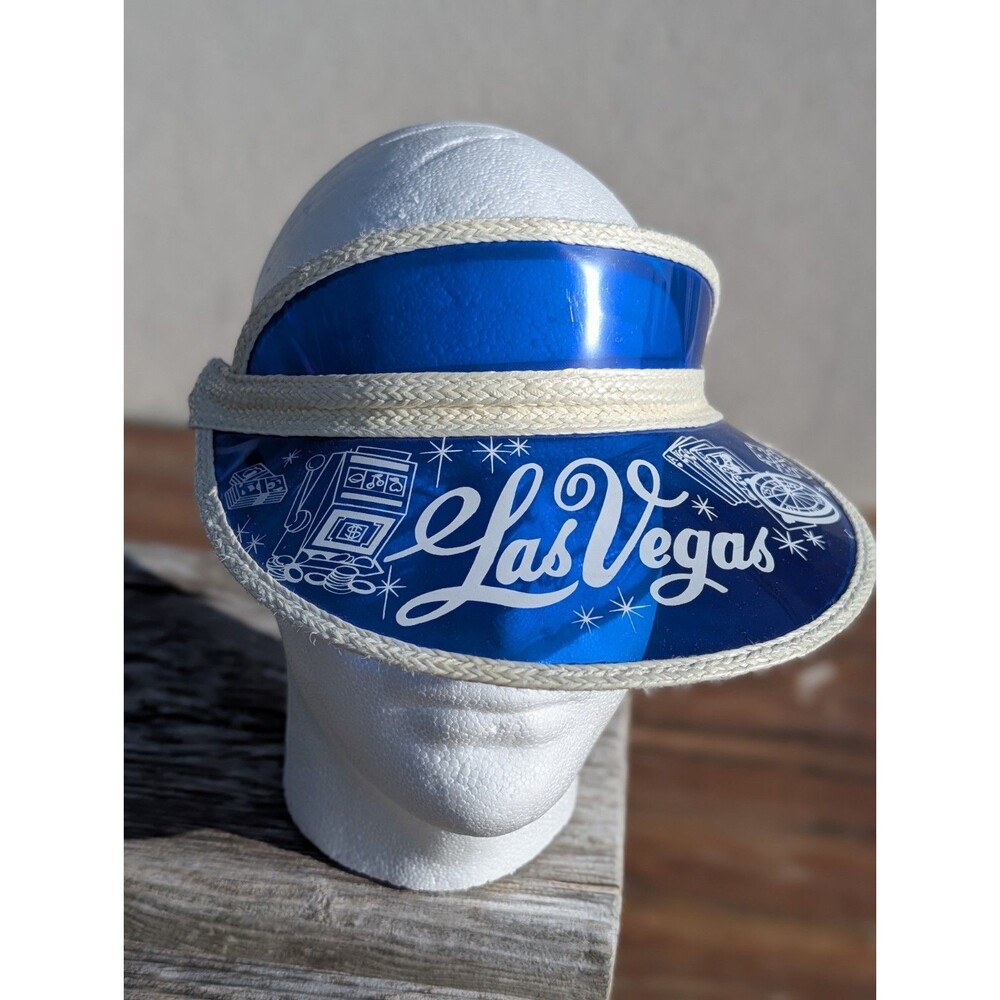 VTG 60S 70S Las Vegas Casino Poker Dealer Sun Visor starburst Gambling Cap Blue